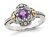 1/2 Carat (ctw) Amethyst and Blue Topaz Ring in Sterling Silver